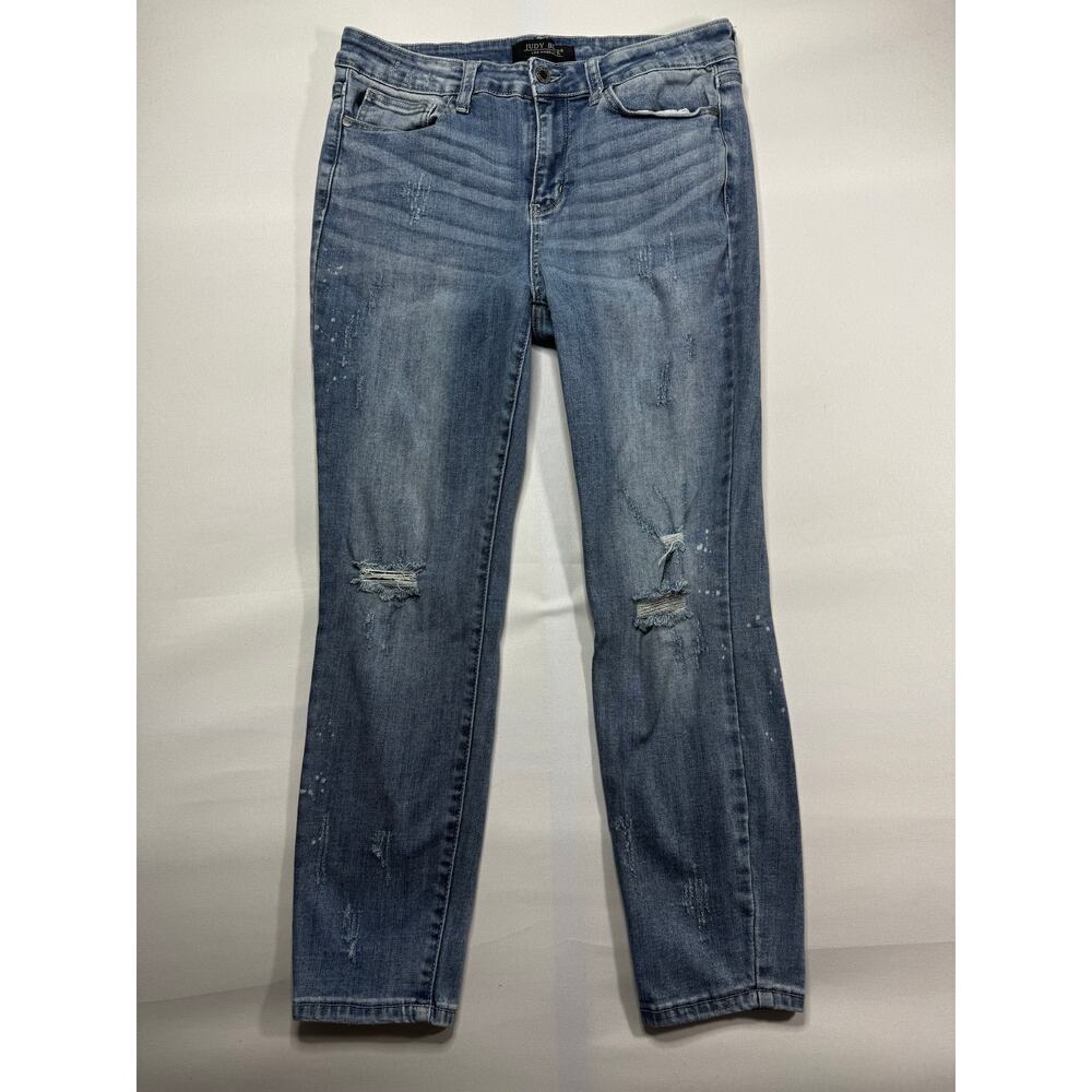 Judy Blue Women's Distressed Relaxed Fit Skinny Stretch Jeans - Sz 31x25.5*